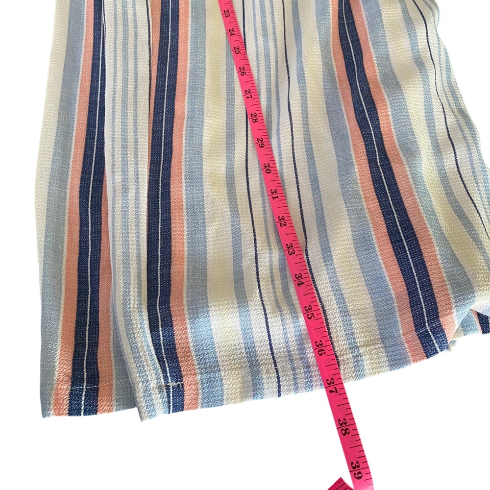 Studio JPR Womens XL Wide Leg Crop Pants Blue Pink Striped Nautical Button Trim - Picture 10 of 11